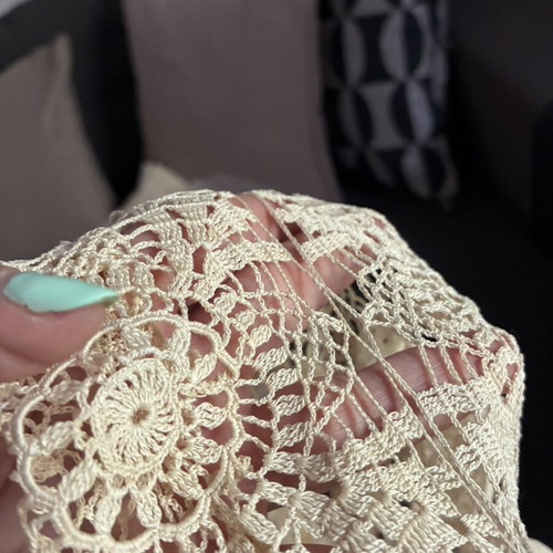 Vintage Handmade Crochet Tablecloth like new, cotton, ecru