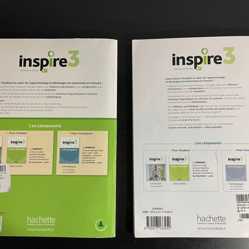 Inspire 3 Methode de francais books used, Livre de l'eleve and Cahier d'activites