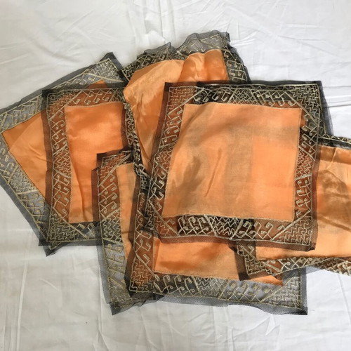 Set of 9 used art deco style napkins, satin and tulle