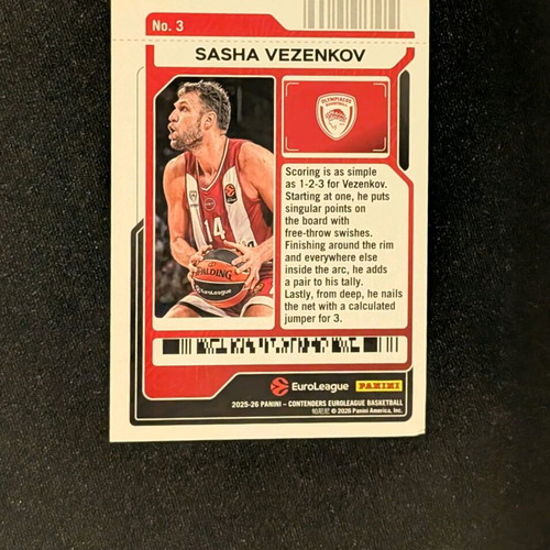 Panini Contenders EuroLeague Sasha Vezenkov 2025-26 Round 1 Ticket new