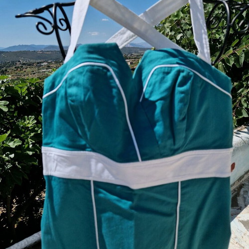 Raxevsky turquoise dress with white straps XS like new