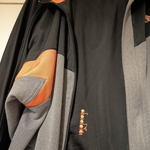 Diadora tracksuit jacket and pants, XL, grey black salmon