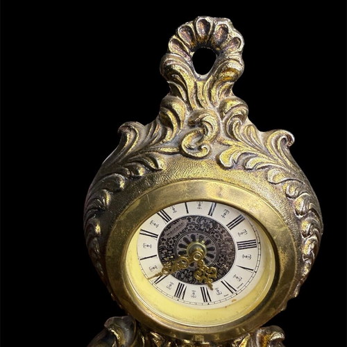 Bronze Table Clock with Baroque Decoration used, West Germany Mechanism