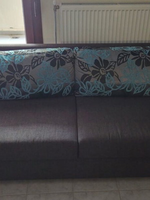 Black Red White three-seater sofa like new, 220x90 cm