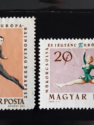 Γραμματόσημα Ουγγαρίας 1963, Ευρωπαϊκό Πρωτάθλημα Καλλιτεχνικού Πατινάζ, 2 τεμάχια
