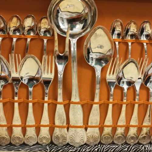 Suitcase with 52-piece silver-plated cutlery set new