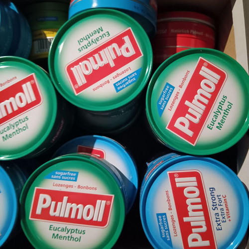 Set of 10 empty metal boxes Pulmoll