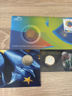 Euro coins 2€ και 1€ από Ελλάδα, Λουξεμβούργο unc και Βατικανό bu
