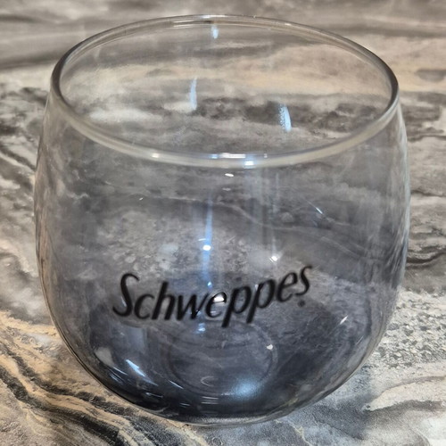 Schweppes collectible glass like new, low ombre black transparent