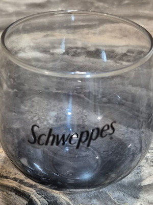 Schweppes collectible glass like new, low ombre black transparent