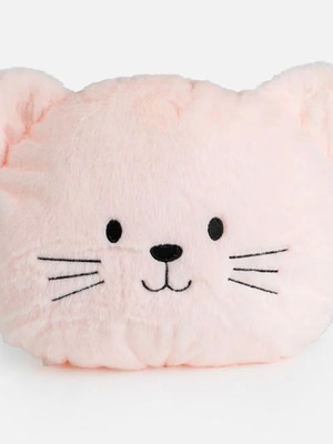Decorative Cat Head Pillow, pink, 28x23x12cm