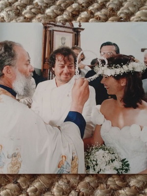 Rare Authentic Wedding Photo of Giannis Parios and Sofia Aliberti like new