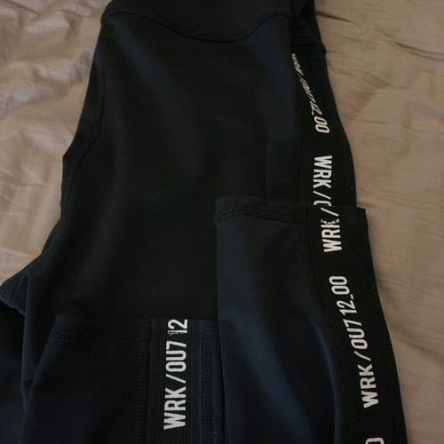 Sports leggings new, black, with transparent hem, size S