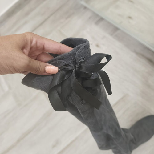 Suede grey knee-high boots, size 39