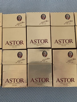 Astor empty cigarette packs used, pack of 10 from 1982