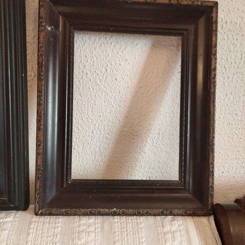 Set of 2 Vintage Wooden Frames, dark brown embossed, no glass