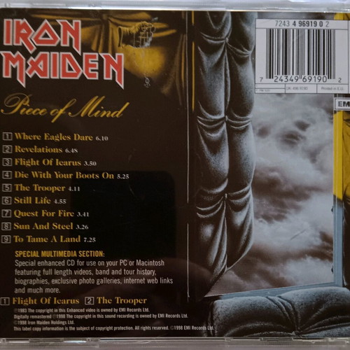 Iron Maiden Piece of Mind enhanced CD used 1998