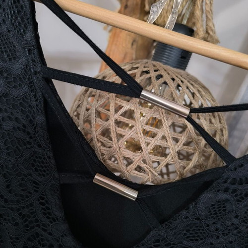 Black lace dress new, cloche silhouette, elegant back detail