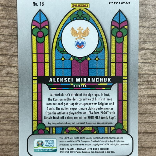 2021 Panini Mosaic UEFA Euro Soccer Aleksei Miranchuk Stained Glass SSP like new