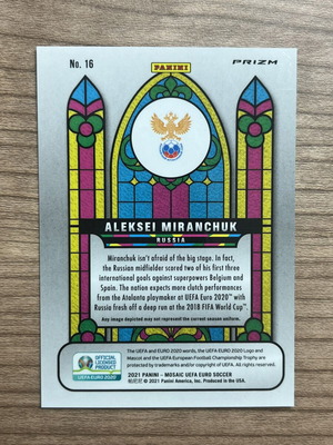 2021 Panini Mosaic UEFA Euro Soccer Aleksei Miranchuk Stained Glass SSP like new