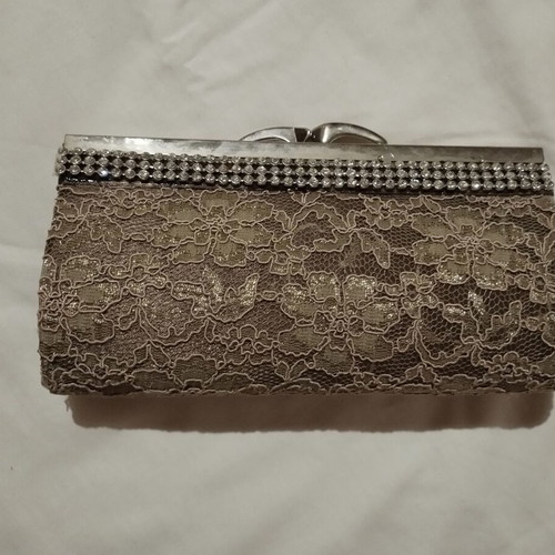 Evening handbag used with lace and rhinestones