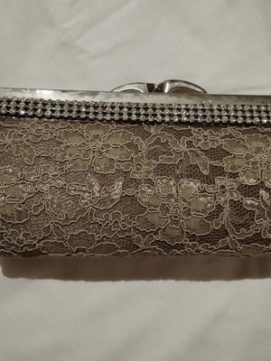 Evening handbag used with lace and rhinestones