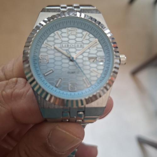 Linger Light Blue Pearl Watch New Quartz Steel Back