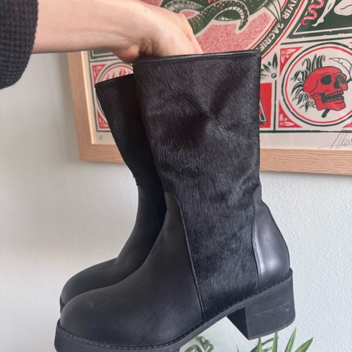Leather biker boots 39 new black