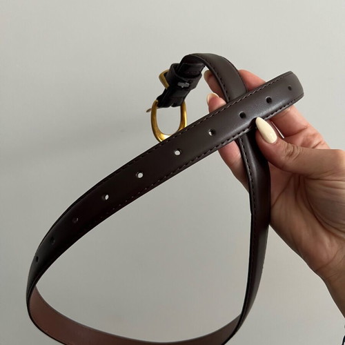 Women Leather Brown Belt with Gold Metal Buckle new