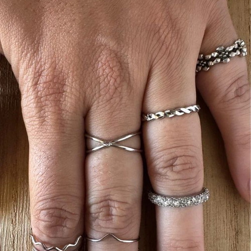 Bohemia layering ring set, silver-tone, 10 pieces