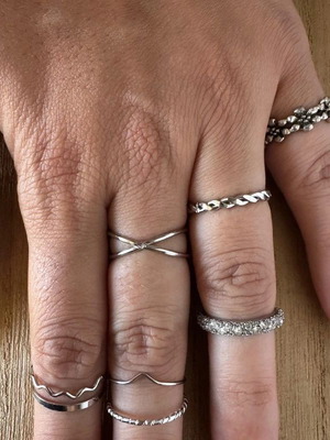 Bohemia layering ring set, silver-tone, 10 pieces