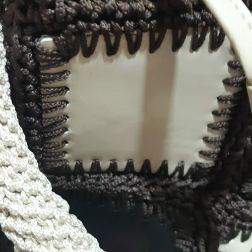 Urban Geometry Handmade Bucket Bag in Dark Brown and Ecru