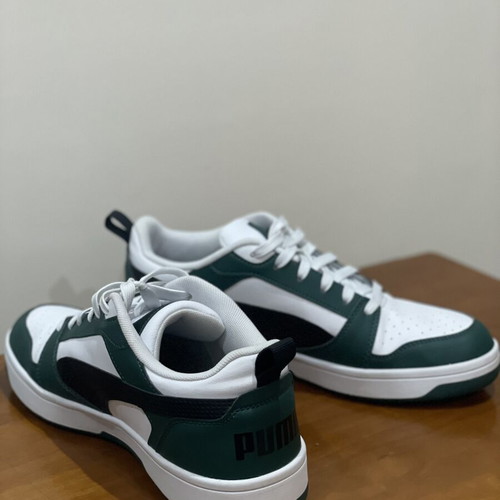 Puma Rebound Low v6 sneakers, white and green, size 42.5