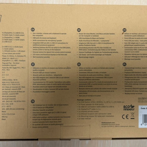 Digitus DS-12890 KVM & Data Switch with USB new