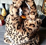  Τσάντα λεοπαρ με ακριλικη γούνα