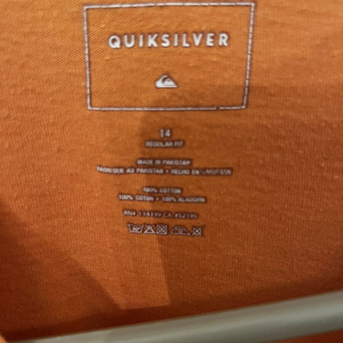 Quiksilver short-sleeve sports t-shirt used, orange, size 14 years