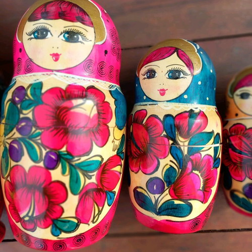 Matryoshka 1980 used, set of 7 dolls, 25cm