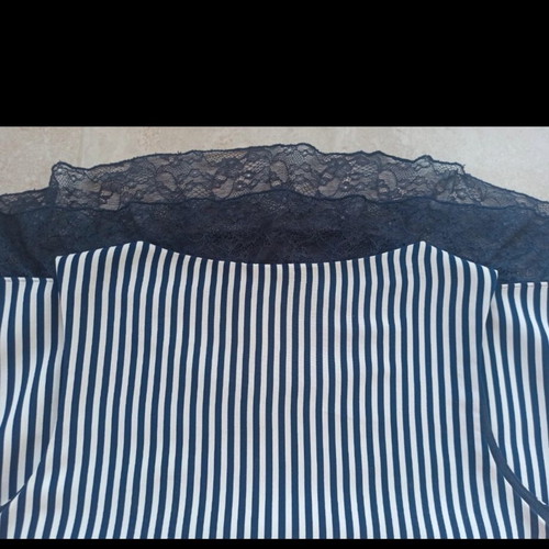Zara lace striped blouse size S like new, blue and white