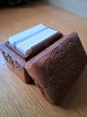 Wooden carved case for two card decks like new