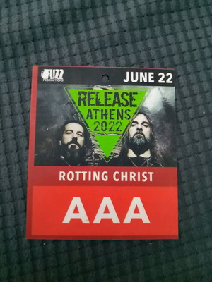 Rotting Christ backstage pass card used, Release Athens 2022