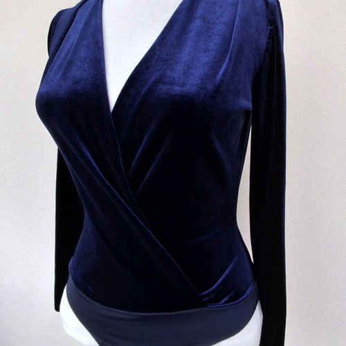 Mango velvet bodysuit S like new, navy blue
