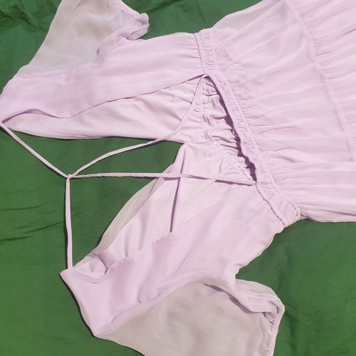 Terranova Lilac Maxi Dress XL New With Sheer Sleeves And Open Back