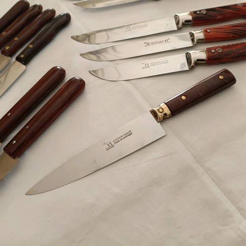 Collection of 12 old vintage Okapi knives from Germany like new