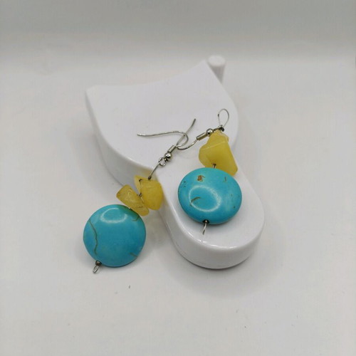 Dangling earrings new with turquoise and citrine handmade