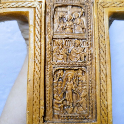 Handmade wall cross from pure beeswax and incense like new