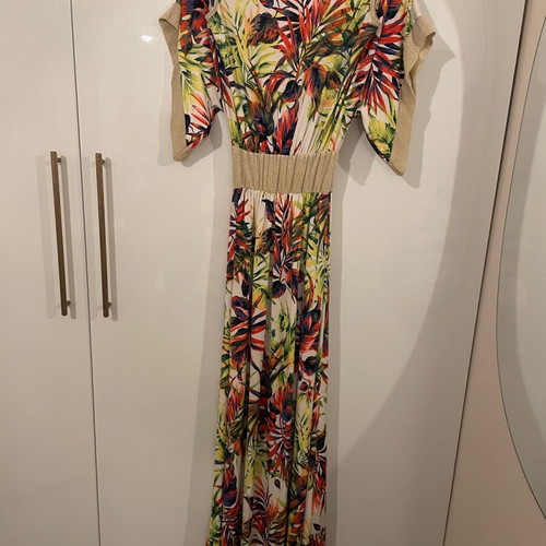 Floral maxi dress with shoulder cut JusTop like new, multicolor, small-medium