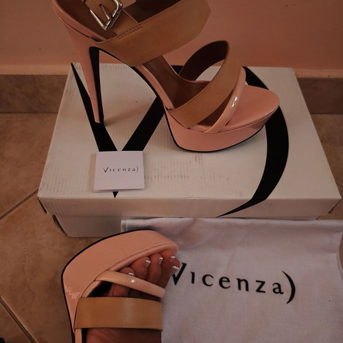 Vicenza Brazilian sandals new, pink camel leather high heels