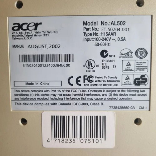 Retro Computer Monitor / PC Monitor 17" ACER AL502 for gaming