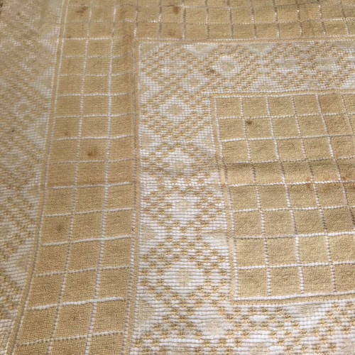 Antique embroidered tablecloth used, Venetian style