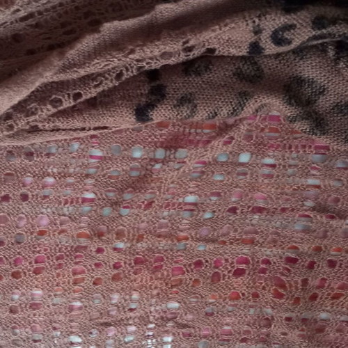 Handmade circular scarf leopard and openwork knit new